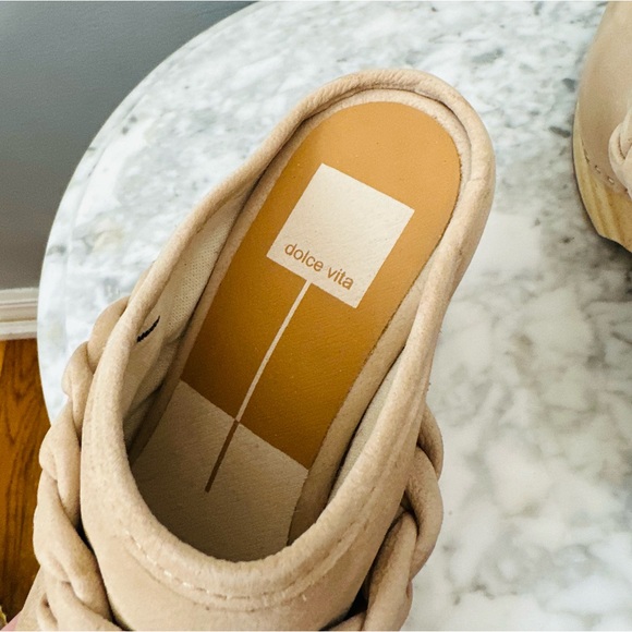 Dolce Vita Hila Braided Leather Wooden Platform Clogs in Sand Size 8 - Picture 15 of 15